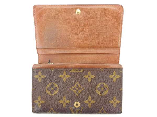 LOUIS VUITTON Long Wallet Purse M61730 PVCx leather Brown Portonebi Tresol