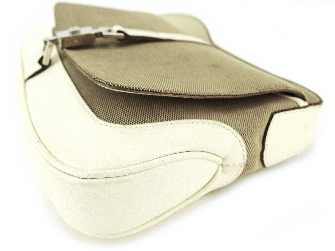 GUCCI Shoulder Bag Beige Brown White Silver