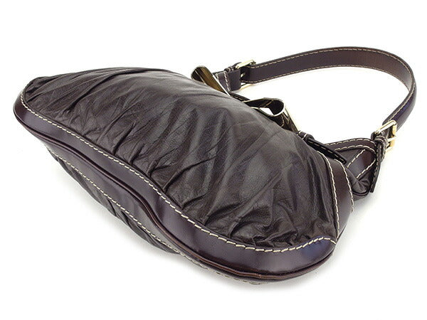 GUCCI Shoulder Bag 189885 Dark brown x gold
