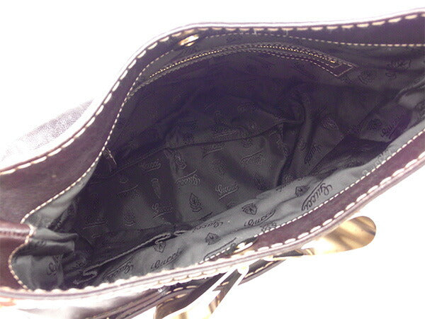GUCCI Shoulder Bag 189885 Dark brown x gold