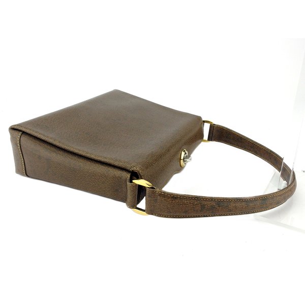 GUCCI Handbag Brown Gold Silver Old Gucci with pouch and mirror