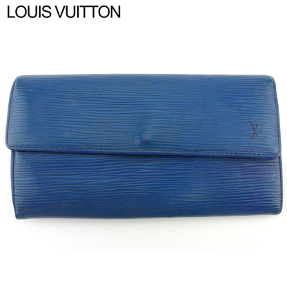 LOUIS VUITTON Long Wallet Purse M63575 Blue gold Pochette Porto MonÃ©credi
