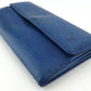 LOUIS VUITTON Long Wallet Purse M63575 Blue gold Pochette Porto MonÃ©credi