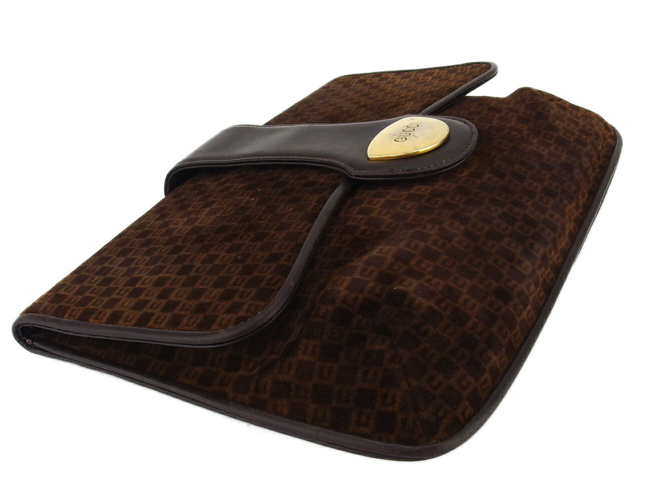 GUCCI Clutch bag Brown gold Old Gucci
