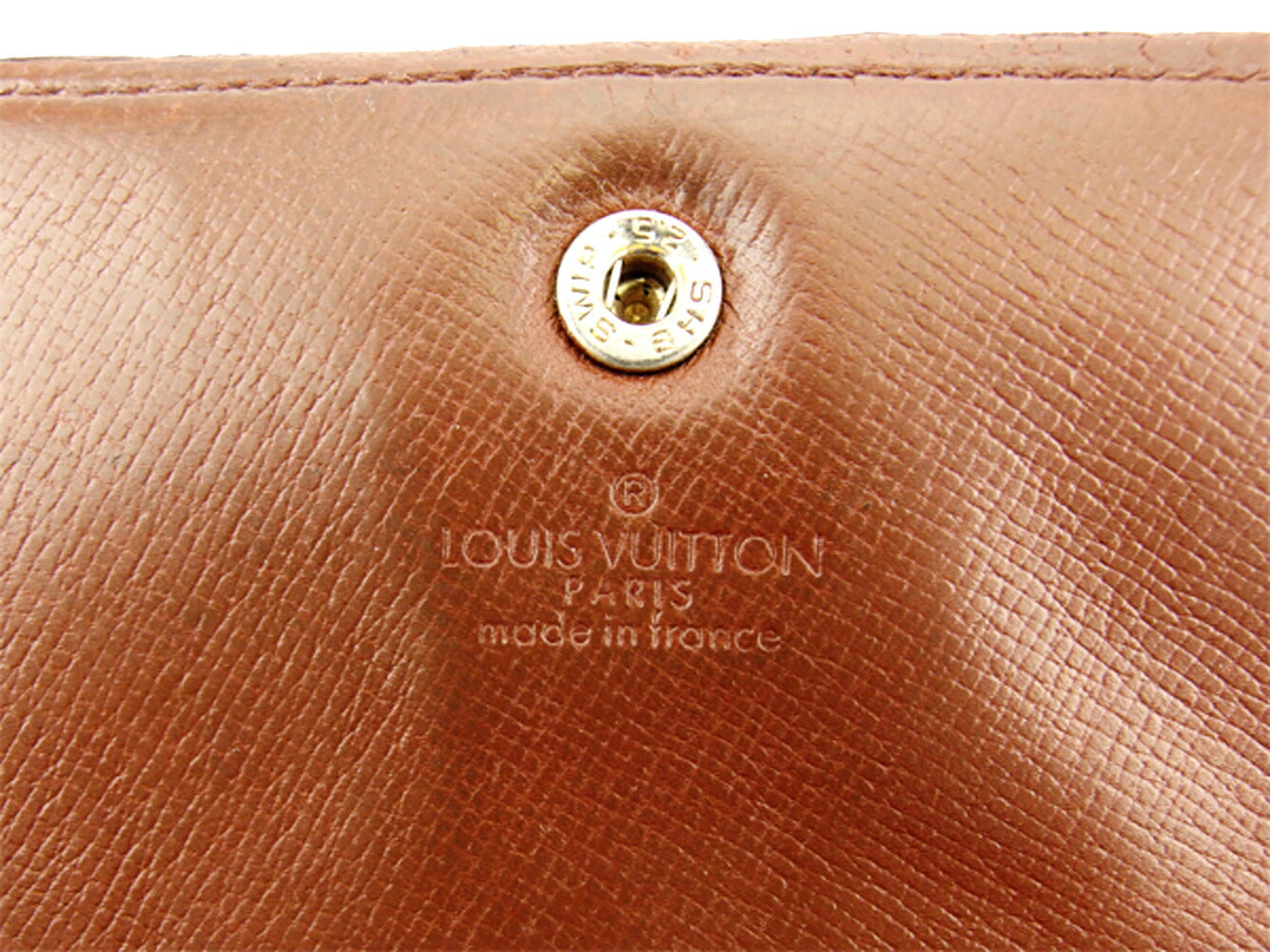LOUIS VUITTON Long Wallet Purse M61724 Brown beige gold Pochette Porto MonÃ©credi