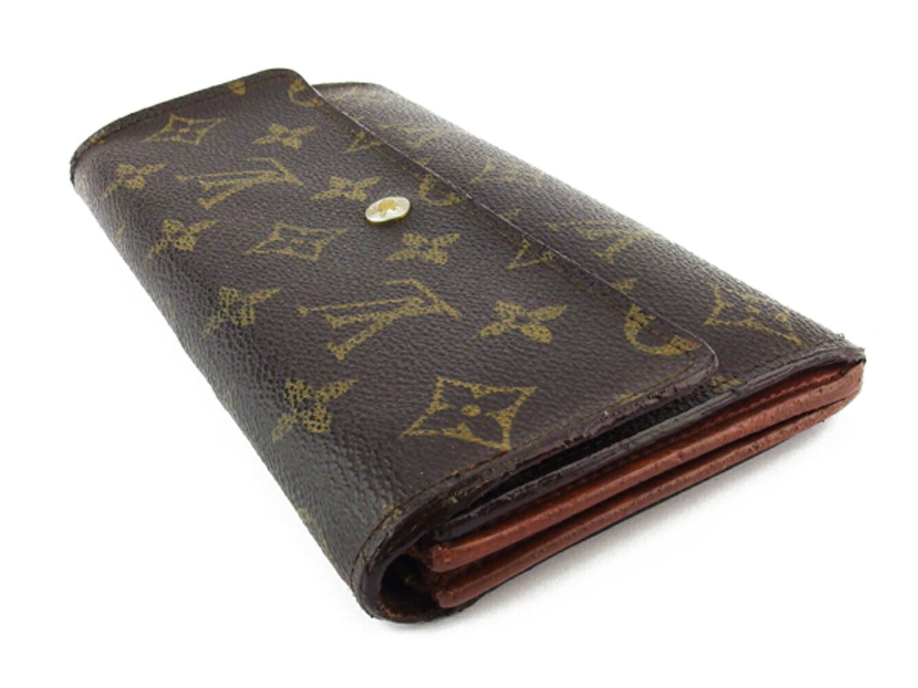 LOUIS VUITTON Long Wallet Purse M61724 Brown beige gold Pochette Porto MonÃ©credi