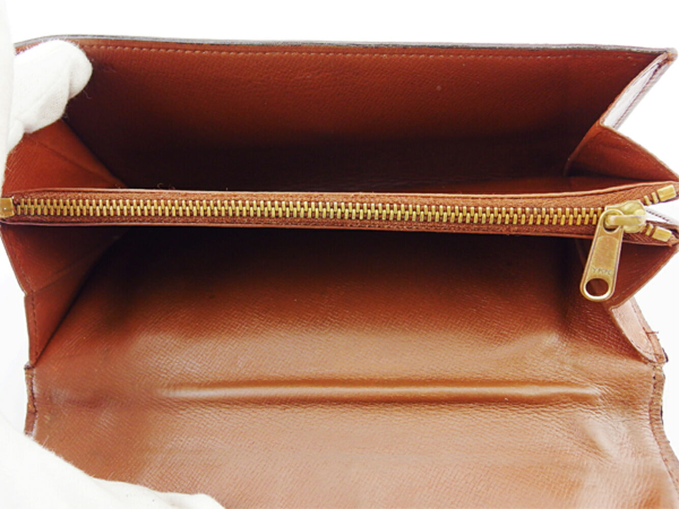 LOUIS VUITTON Long Wallet Purse M61724 Brown beige gold Pochette Porto MonÃ©credi