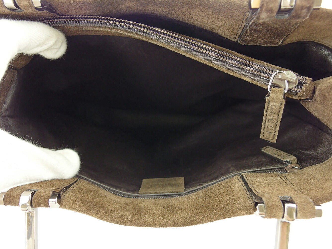 GUCCI Tote Bag Brown silver