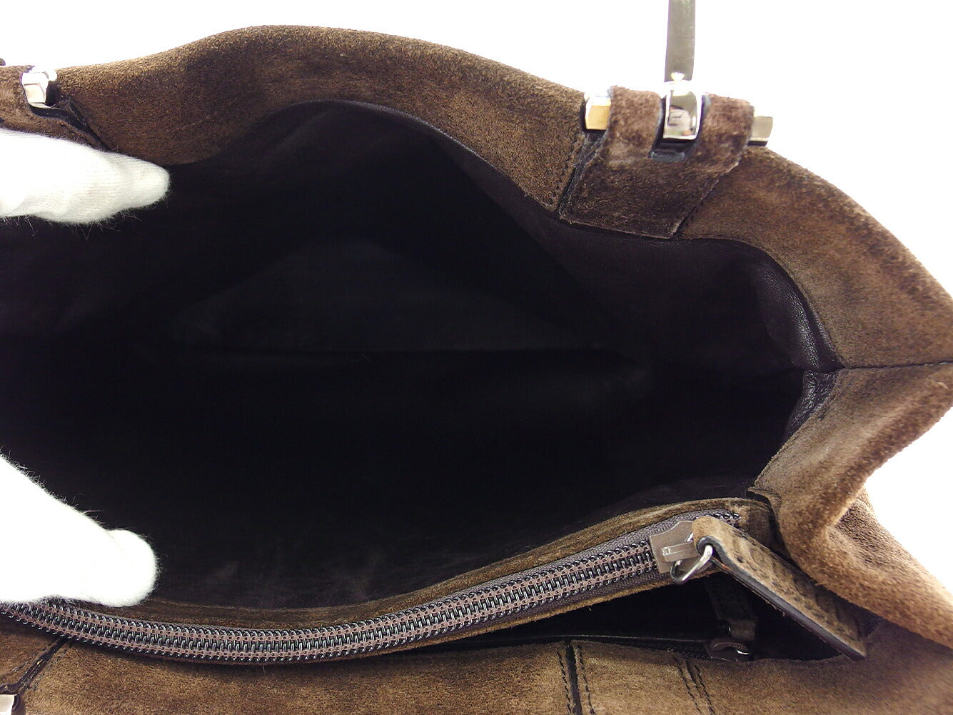 GUCCI Tote Bag Brown silver