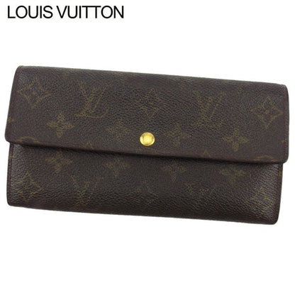 LOUIS VUITTON Long Wallet Purse M61725 Brown beige gold Pochette Porto MonÃ©credi