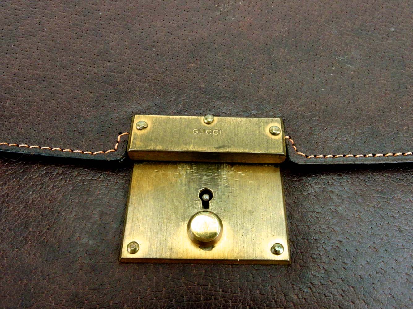 GUCCI Business bag Brown gold Old Gucci