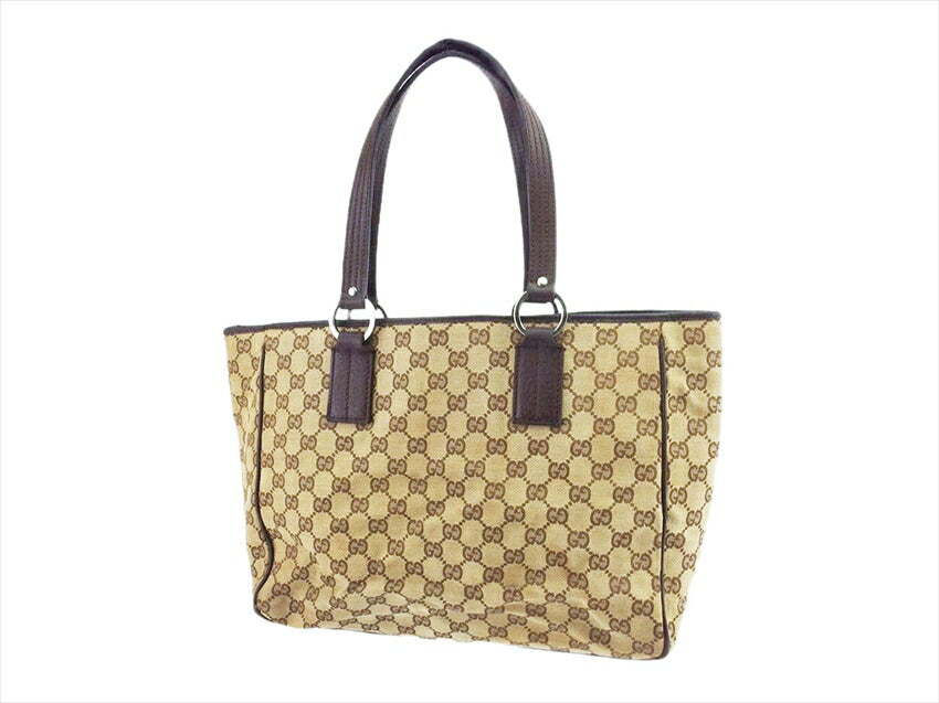 GUCCI Tote Bag 113017 Beige x brown GG pattern
