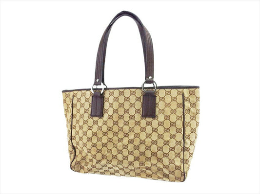 GUCCI Tote Bag 113017 Beige x brown GG pattern