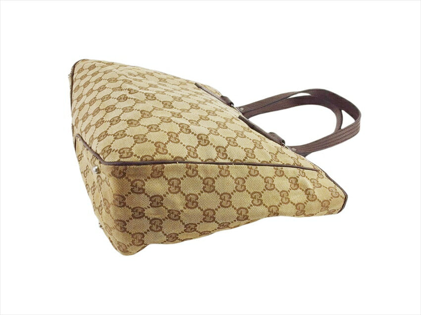 GUCCI Tote Bag 113017 Beige x brown GG pattern