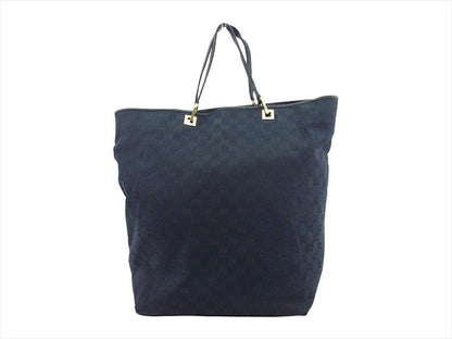 GUCCI Tote Bag Black x Gold GG pattern