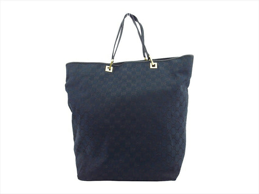 GUCCI Tote Bag Black x Gold GG pattern