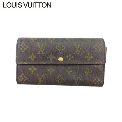 LOUIS VUITTON Long Wallet Purse M61725 Brown beige gold Pochette Porto MonÃ©credi
