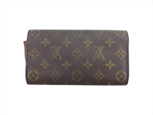 LOUIS VUITTON Long Wallet Purse M61725 Brown beige gold Pochette Porto MonÃ©credi