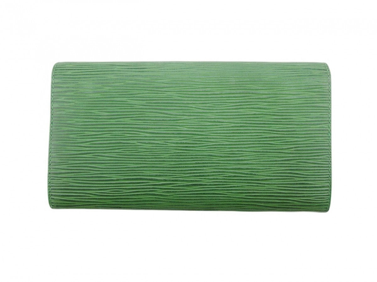 LOUIS VUITTON Long Wallet Purse M63574 Borneo Green Pochette Porto MonÃ©credi
