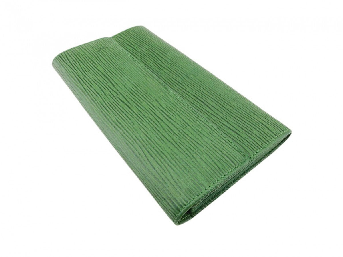 LOUIS VUITTON Long Wallet Purse M63574 Borneo Green Pochette Porto MonÃ©credi