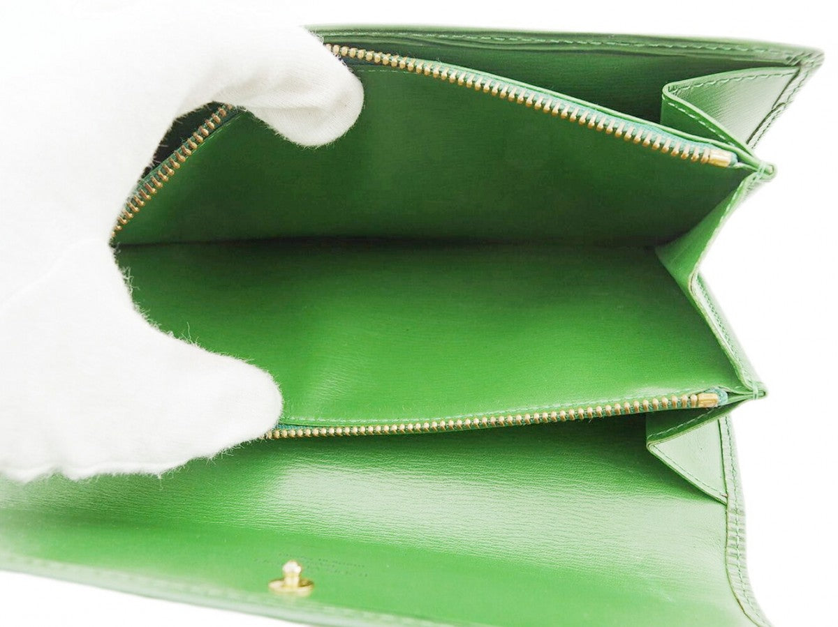 LOUIS VUITTON Long Wallet Purse M63574 Borneo Green Pochette Porto MonÃ©credi
