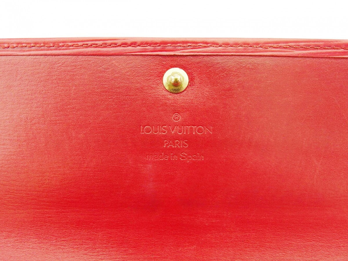 LOUIS VUITTON Long Wallet Purse M63577 Castilian Red Pochette Porto MonÃ©credi