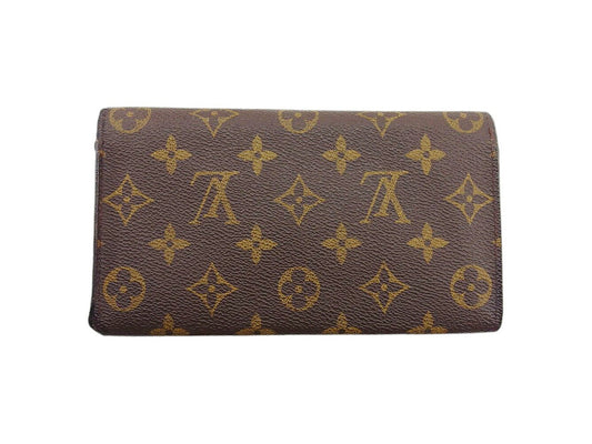 LOUIS VUITTON Long Wallet Purse M61725 Brown beige gold Pochette Porto MonÃ©credi