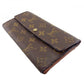 LOUIS VUITTON Long Wallet Purse M61725 Brown beige gold Pochette Porto MonÃ©credi