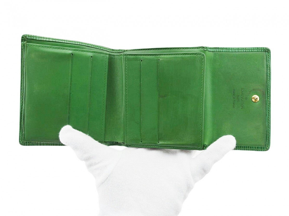 LOUIS VUITTON Bifold Wallet M63484 green Porte Monnaie Billets Cartes Credit