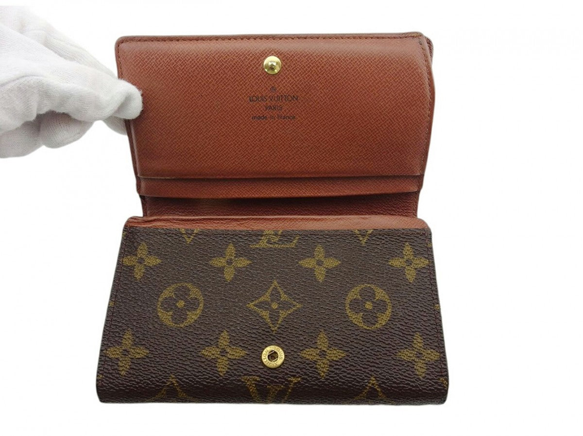 LOUIS VUITTON Long Wallet Purse M61730 Brown beige gold Portonebi Tresol
