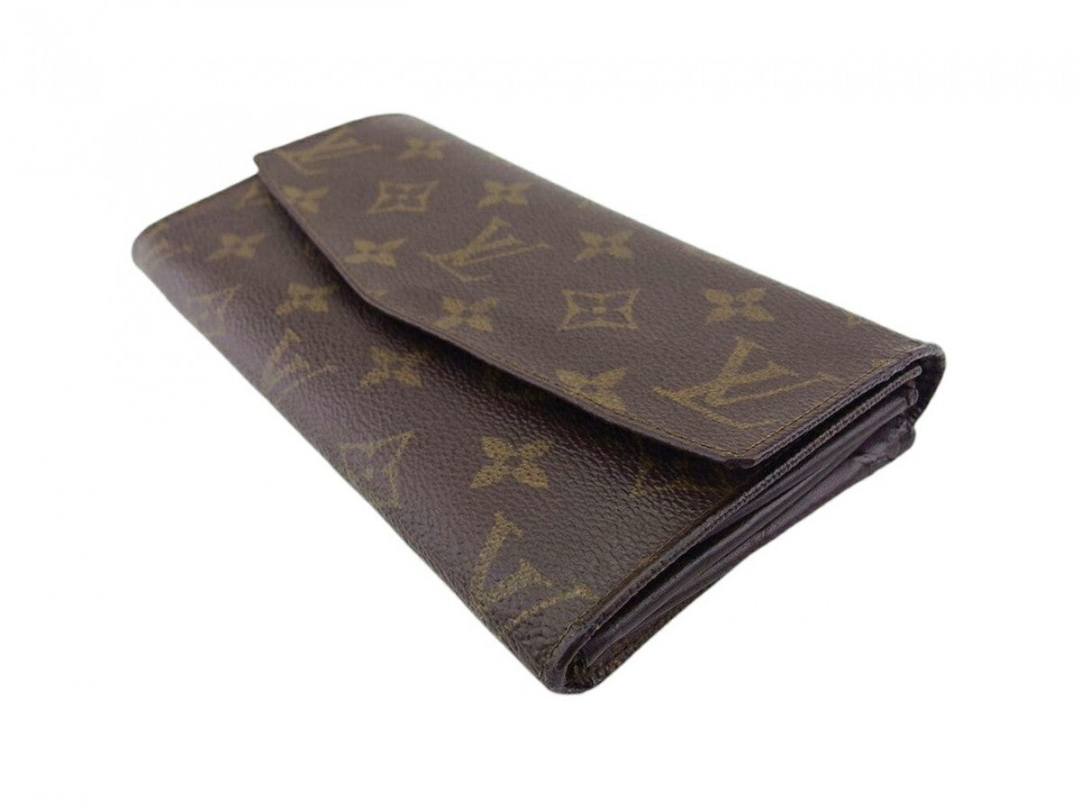 LOUIS VUITTON Long Wallet Purse M61724 Brown beige gold Pochette Porto MonÃ©credi