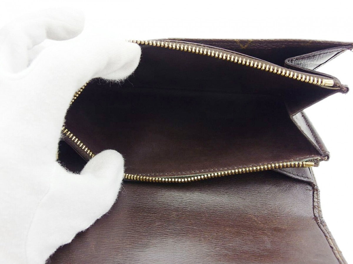 LOUIS VUITTON Long Wallet Purse M61724 Brown beige gold Pochette Porto MonÃ©credi