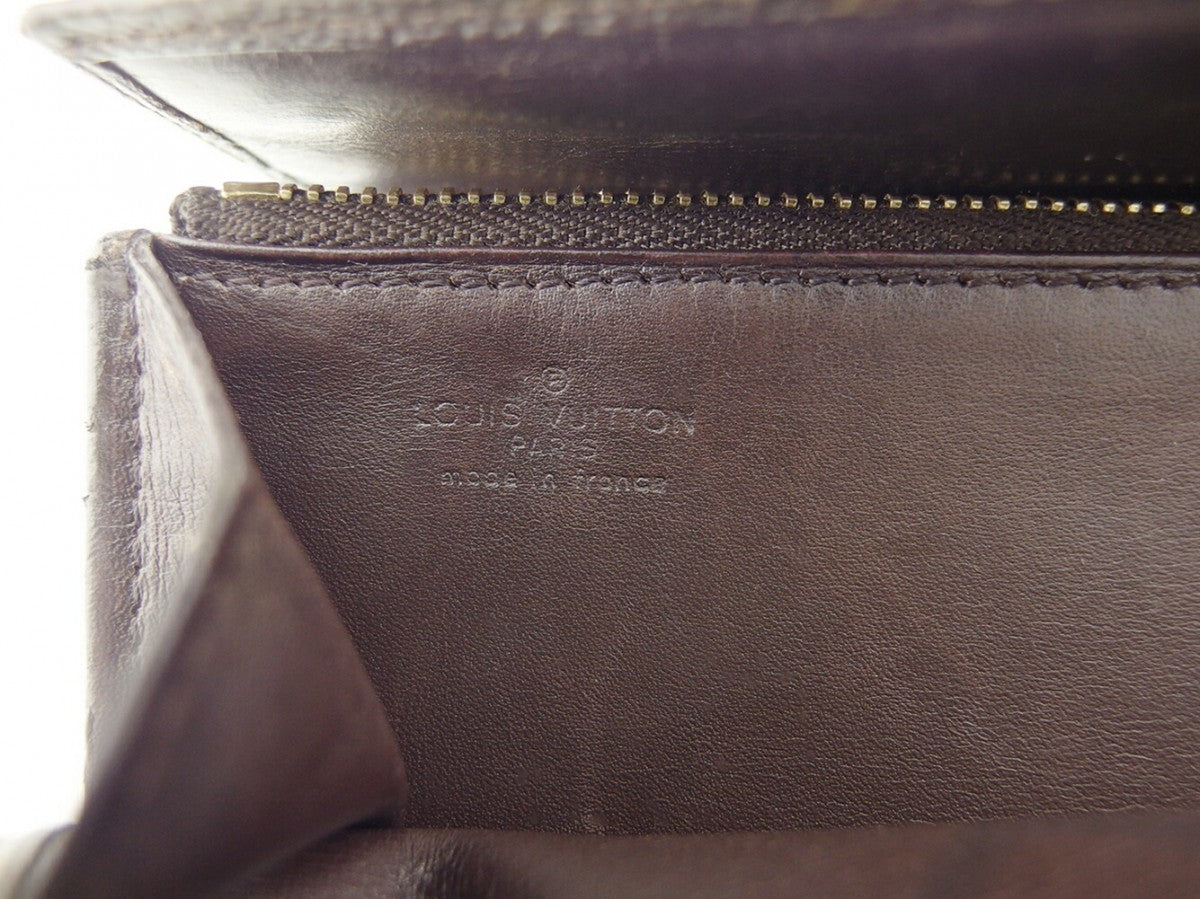 LOUIS VUITTON Long Wallet Purse M61724 Brown beige gold Pochette Porto MonÃ©credi