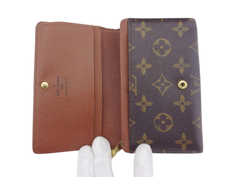 LOUIS VUITTON Long Wallet Purse M61730 Brown beige gold Portonebi Tresol