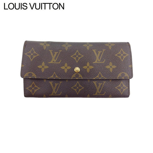 LOUIS VUITTON Long Wallet Purse M61724 Brown beige gold Pochette Porto MonÃ©credi