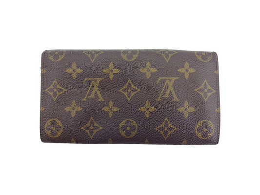 LOUIS VUITTON Long Wallet Purse M61724 Brown beige gold Pochette Porto MonÃ©credi