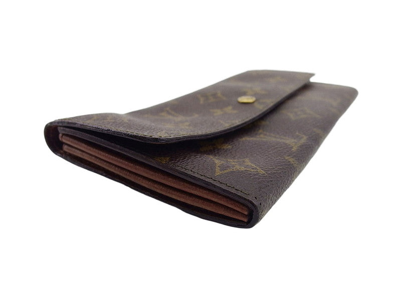 LOUIS VUITTON Long Wallet Purse M61724 Brown beige gold Pochette Porto MonÃ©credi