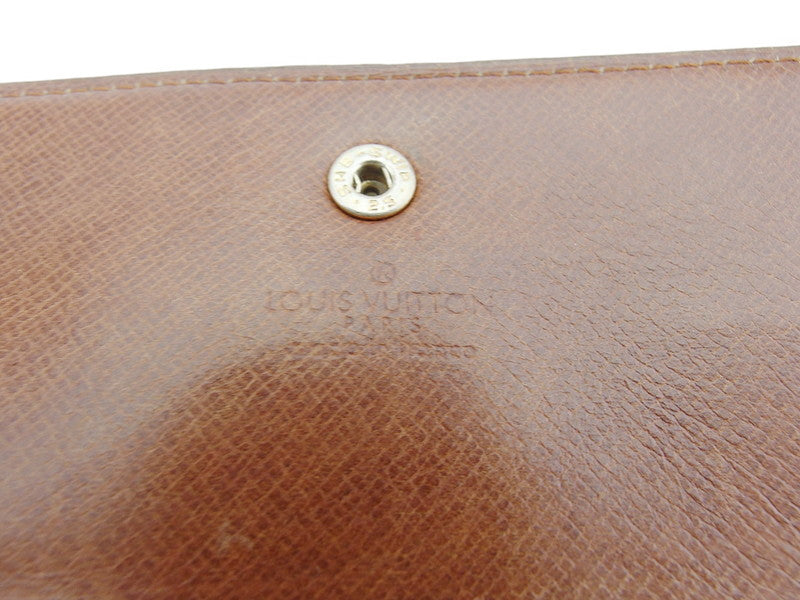 LOUIS VUITTON Long Wallet Purse M61724 Brown beige gold Pochette Porto MonÃ©credi