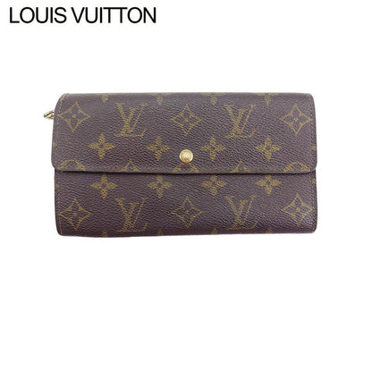 LOUIS VUITTON Long Wallet Purse M61724 Brown beige gold Pochette Porto MonÃ©credi