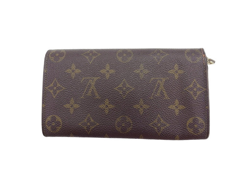 LOUIS VUITTON Long Wallet Purse M61724 Brown beige gold Pochette Porto MonÃ©credi