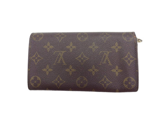 LOUIS VUITTON Long Wallet Purse M61724 Brown beige gold Pochette Porto MonÃ©credi