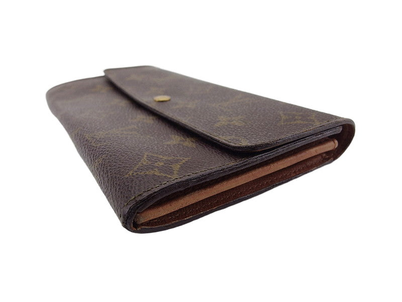 LOUIS VUITTON Long Wallet Purse M61724 Brown beige gold Pochette Porto MonÃ©credi