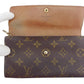 LOUIS VUITTON Long Wallet Purse M61724 Brown beige gold Pochette Porto MonÃ©credi