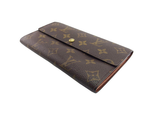 LOUIS VUITTON Long Wallet Purse M61725 Brown beige Pochette Porto MonÃ©credi