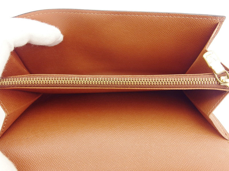 LOUIS VUITTON Long Wallet Purse M61725 Brown beige Pochette Porto MonÃ©credi