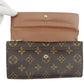 LOUIS VUITTON Long Wallet Purse Brown beige gold Portomoné Credit