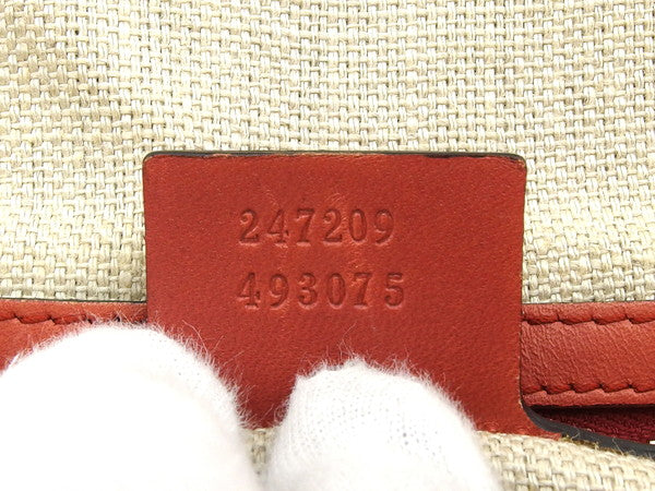 GUCCI Tote Bag 247209 Beige x Begonia Red Swing craft