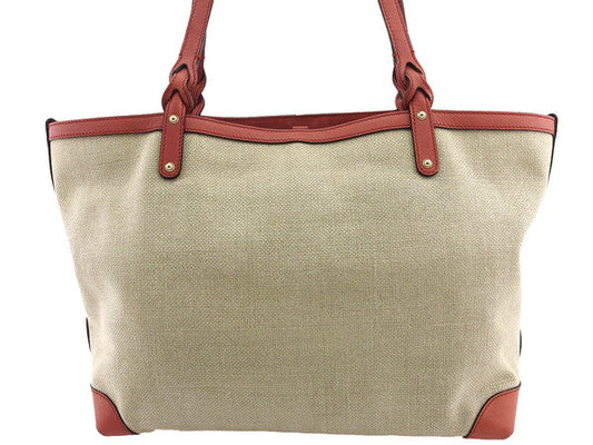 GUCCI Tote Bag 247209 Beige x Begonia Red Swing craft