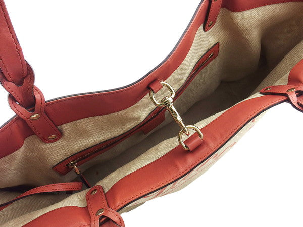 GUCCI Tote Bag 247209 Beige x Begonia Red Swing craft
