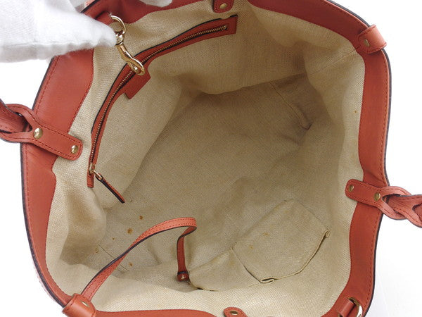 GUCCI Tote Bag 247209 Beige x Begonia Red Swing craft